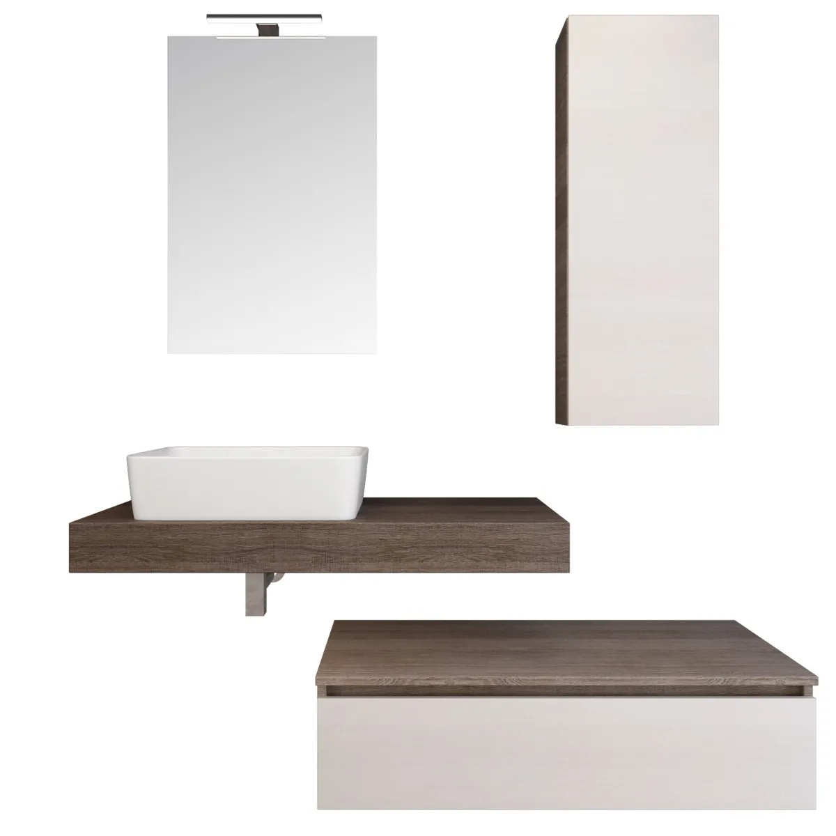 Composizione bagno sospesa con ciotola su mensola Duo-750
