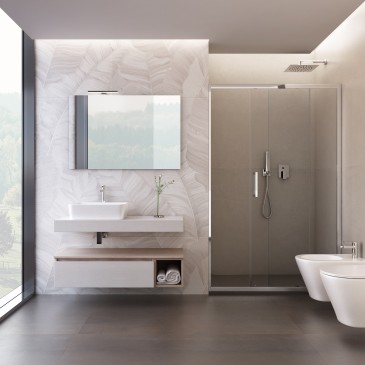 Composizione Bagno Sospesa da 110cm legno Rovere Duo-751