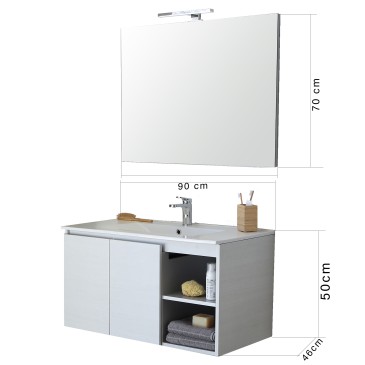 Mobile Bagno da 90cm econico sospeso Bianco Promenade