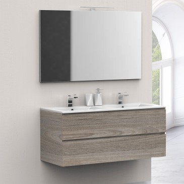 Meuble de salle de bain suspendu avec double vasque 120cm Rovere Well Alba