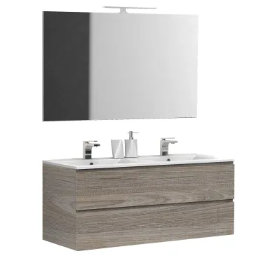 Mobile bagno 120cm sospeso con doppio lavabo legno Rovere
