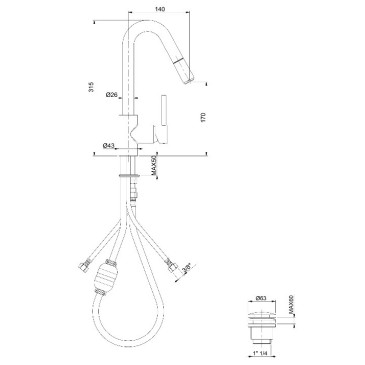 Robinet pour lavabo avec bec pivotant chromé | Jackie