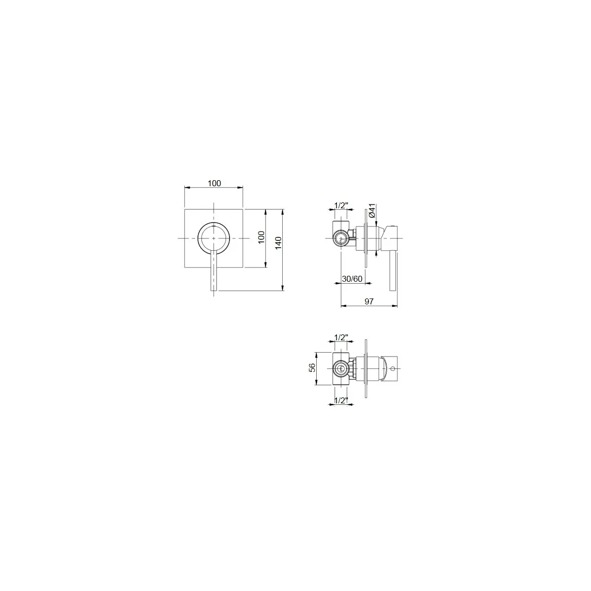 Doccia Incasso con Piastra Quadrata Jackie | Mondialshop