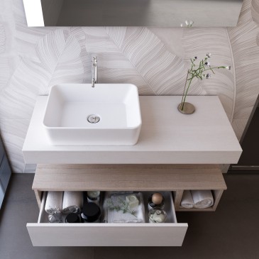 Composizione Bagno Sospesa da 110cm legno Rovere Duo-751