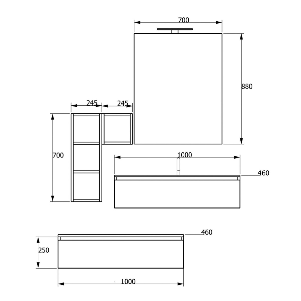 Mobile bagno sospeso effetto legno rovere scuro Duo 192P