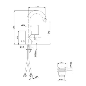 Robinet d'évier Jackie avec bec pivotant | Mondialshop