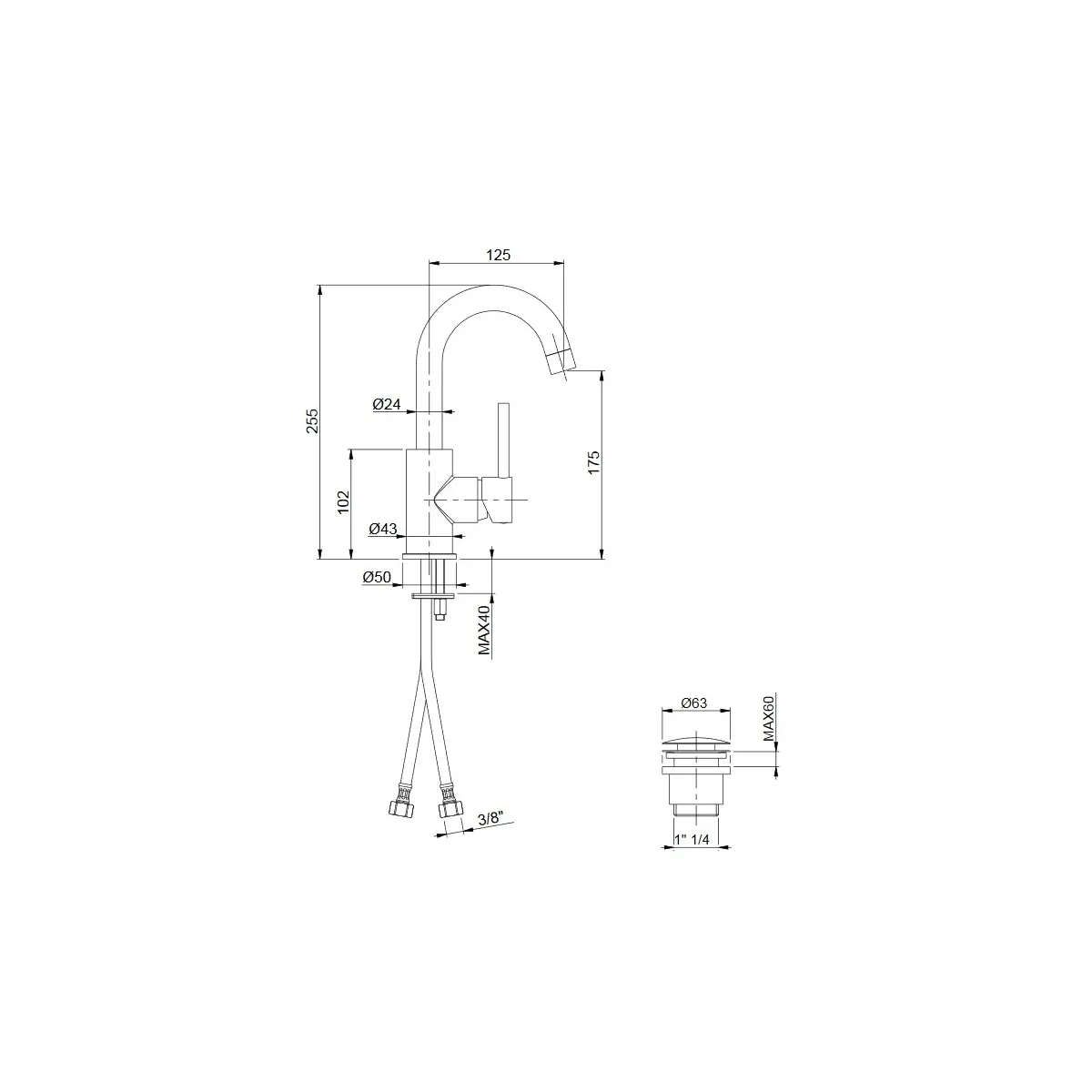 Robinet d'évier Jackie avec bec pivotant | Mondialshop