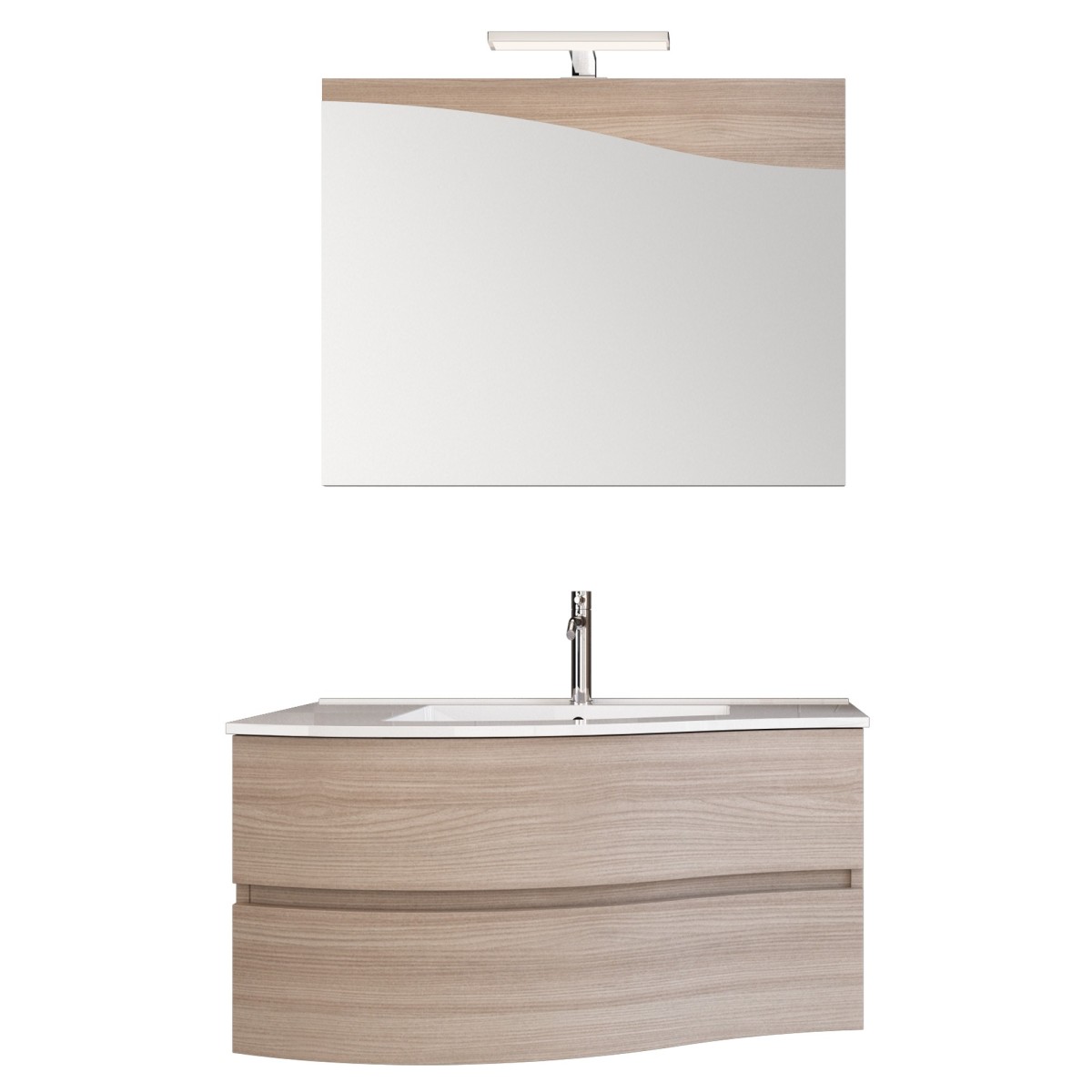 Meuble de salle de bain suspendu 90cm bois d'orme tIerra Mood-762