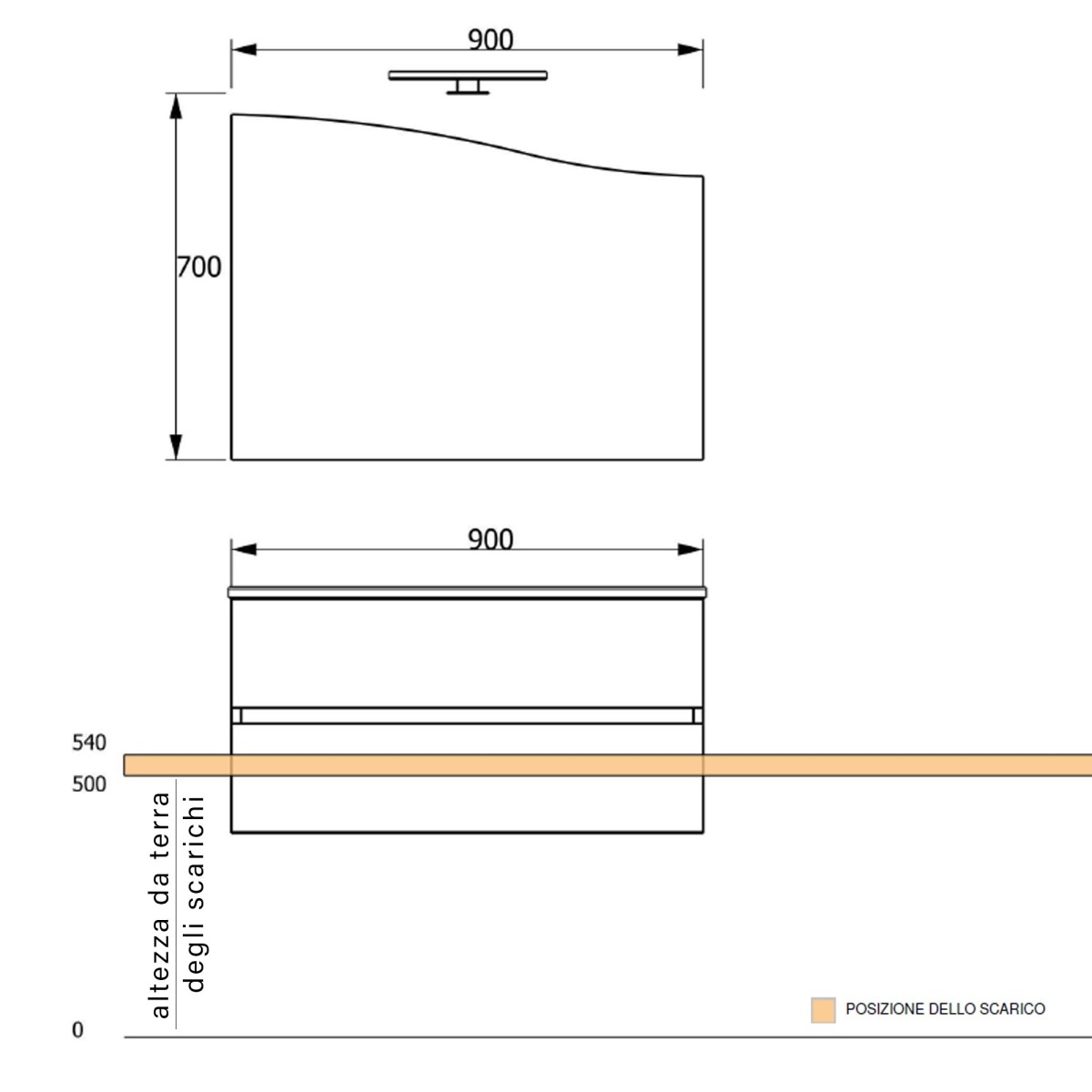 Hängender Badezimmerschrank 90 cm Ulmenholz Terra Mood-762