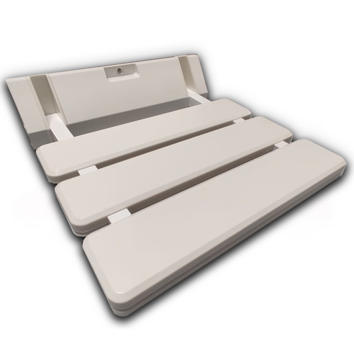 Sedile a parete per doccia in pvc bianco con supporto in alluminio