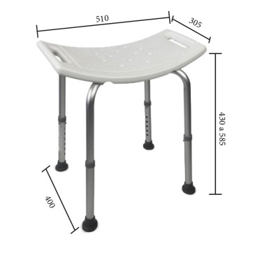Höhenverstellbarer Aluminiumstuhl für Duschwanne, Sitz aus ABS