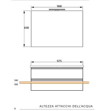 meuble suspendu en bois de mélèze blanc 100cm avec miroir et lampe