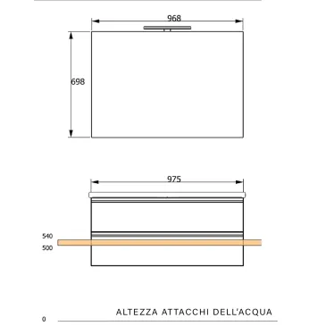 mobile sospeso legno bianco larice 100cm con specchio e lampada