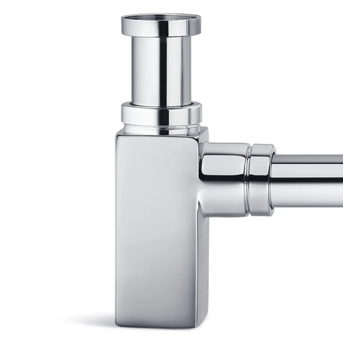 Sifone estetico quadrato per lavandino bagno cromato ispezionabile