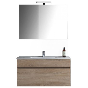 Mobile bagno sospeso Rovere Well con specchio lampada led 60-80