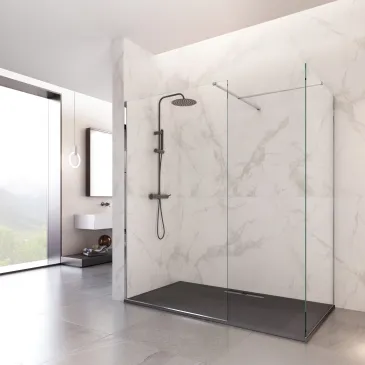 Zweiseitige Duschabtrennung mit freiem Zugang, 8 mm Antikalk