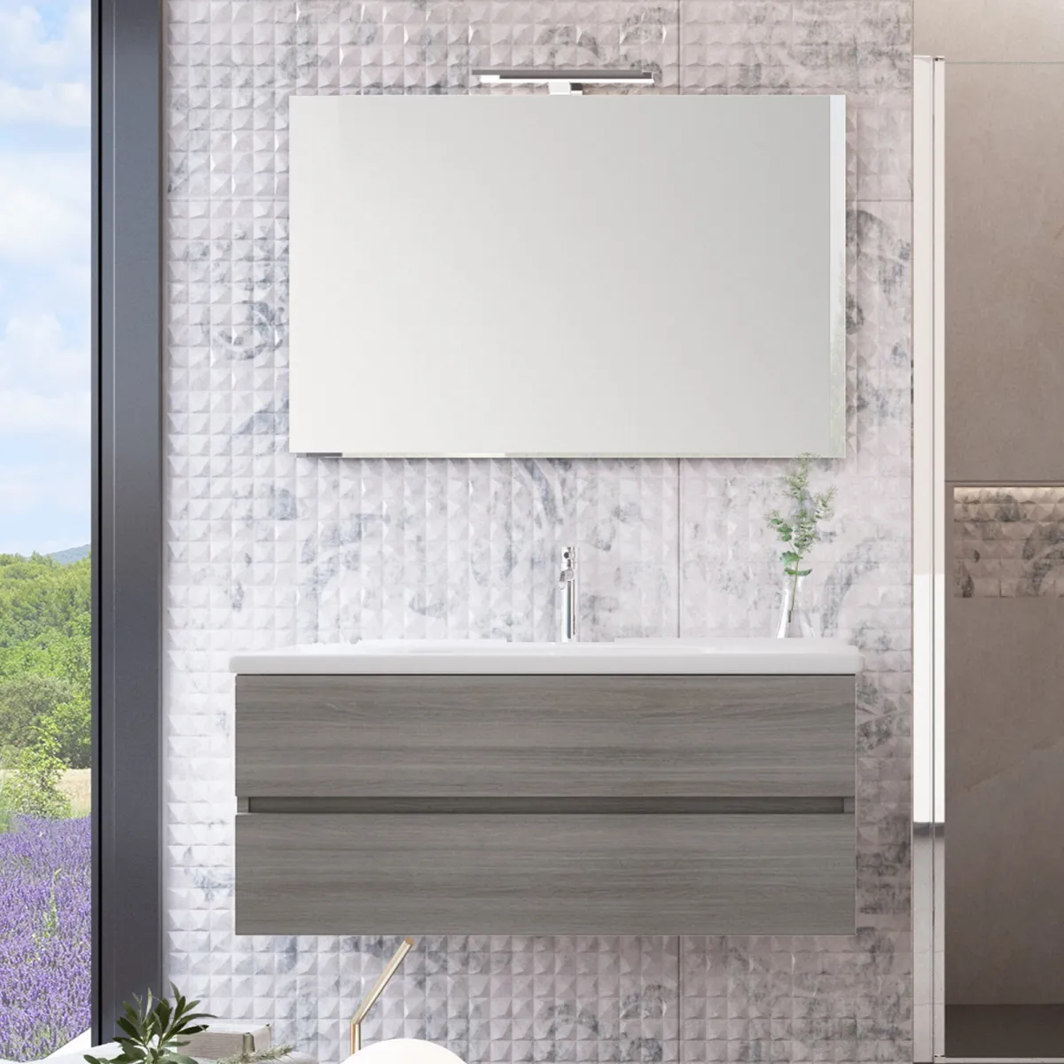 100 cm Hängeschrank Eukalyptusgrau MOOD-756