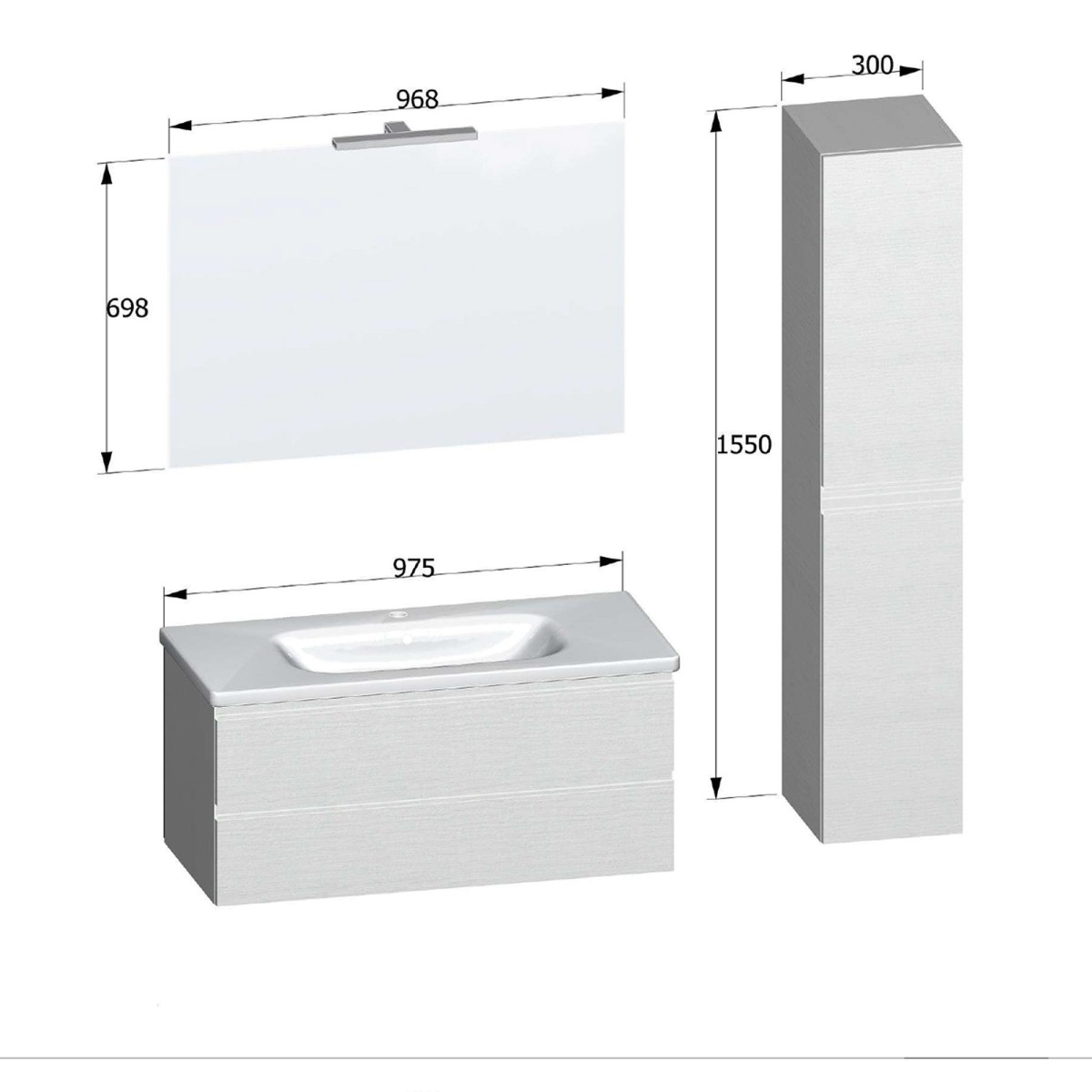 Meubles suspendus Olmo Terra avec lavabo et colonne MOOD-756P