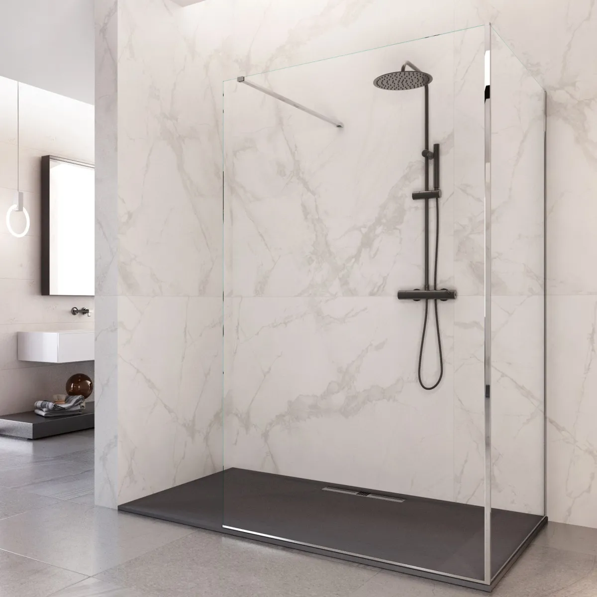 douche à l'italienne 2 faces H195 transparente OSIRIDE