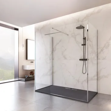 douche à l'italienne sur 3 côtés en verre transparent OSIRIDE