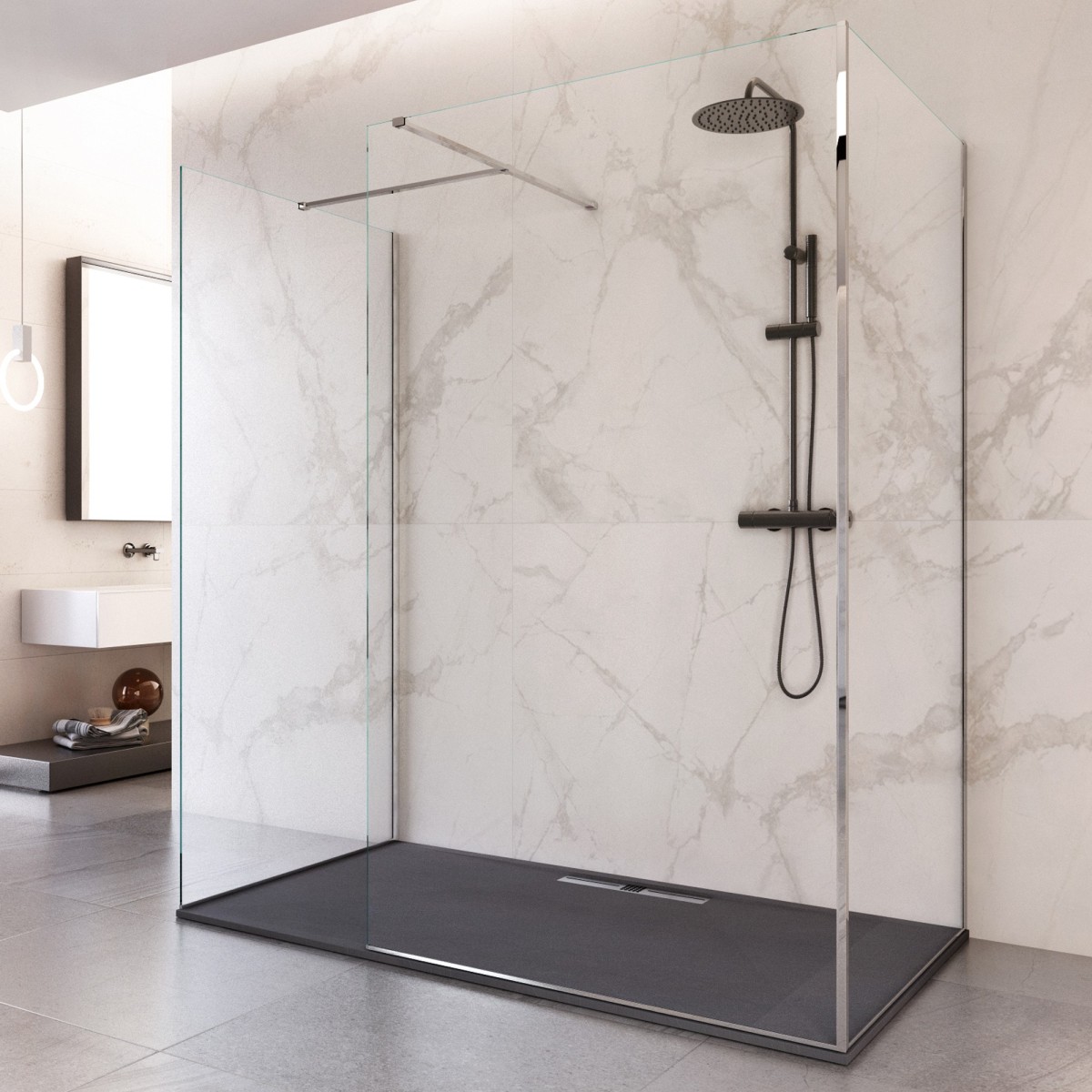 Cabine de douche Osiride 8 mm à trois côtés | Mondialshop