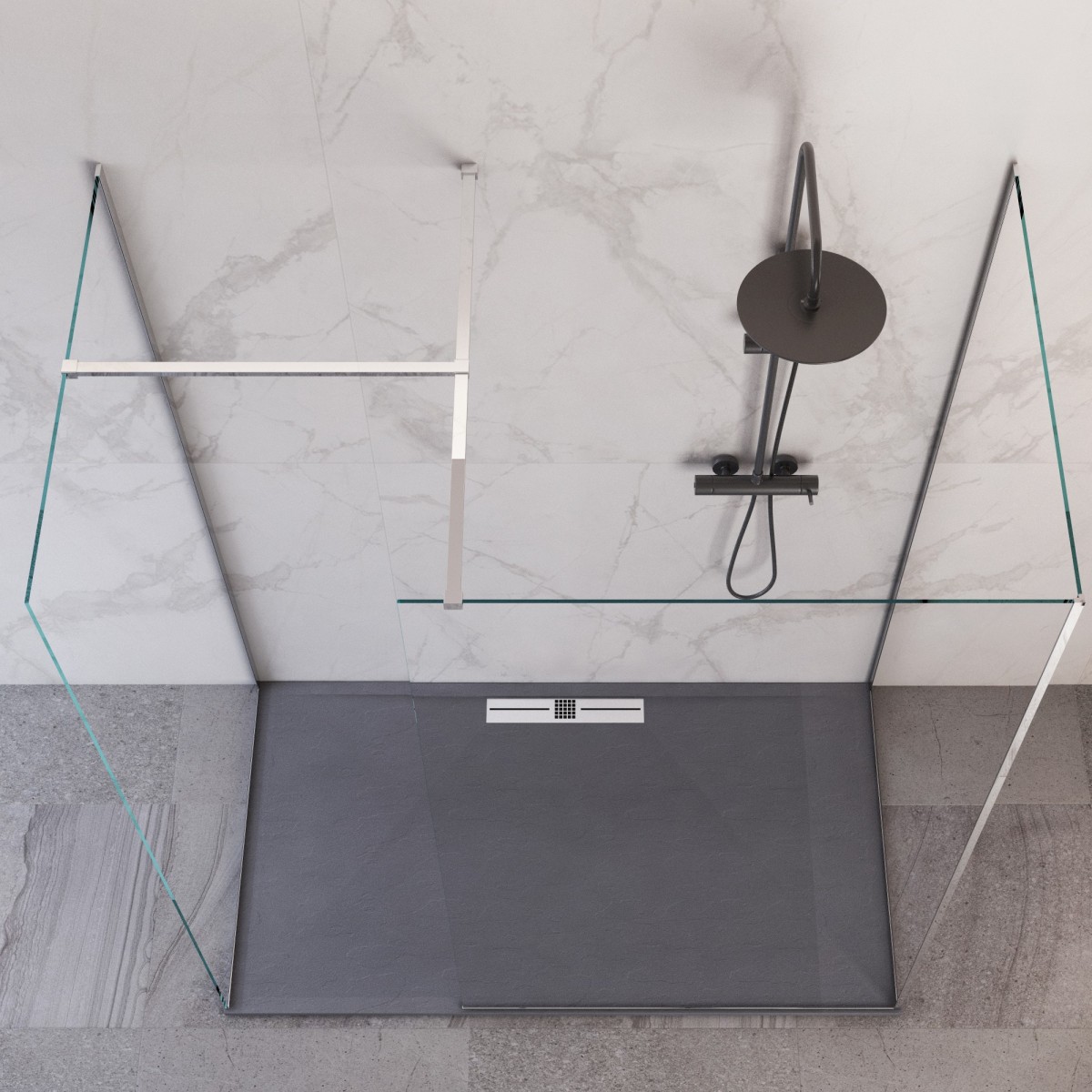 Cabine de douche Osiride 8 mm à trois côtés | Mondialshop