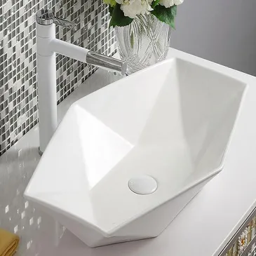 Vasque blanche à poser hexagonale blanche 37x57