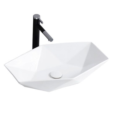 Lavabo bianco esagonale da appoggio bianco 37x57