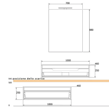 Mobile bagno sospeso 120cm effetto legno rovere scuro Duo 192
