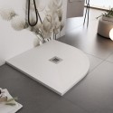 Receveur de douche semi-circulaire en résine de marbre blanc effet pierre