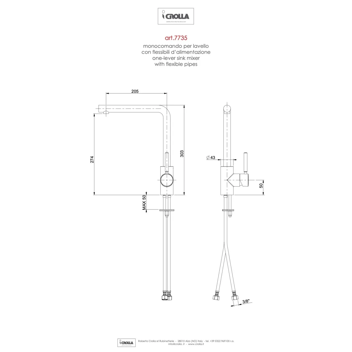 Robinet de cuisine chromé Bonnie | Mondialshop