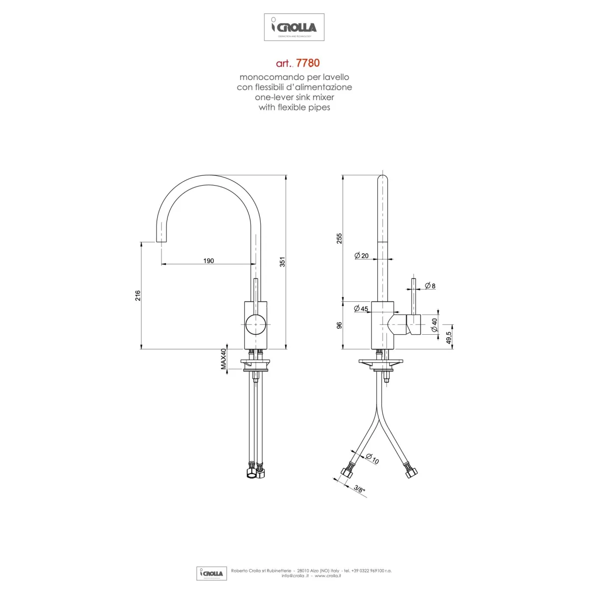 Chrom-Küchenmischbatterie mit Schirmauslauf | Ingwer