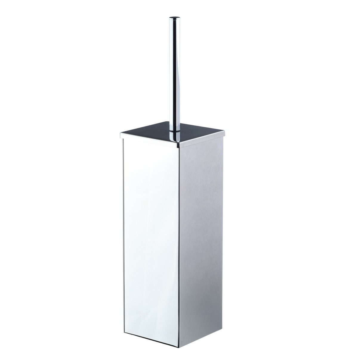 Brosse de toilette carrée en acier chromé