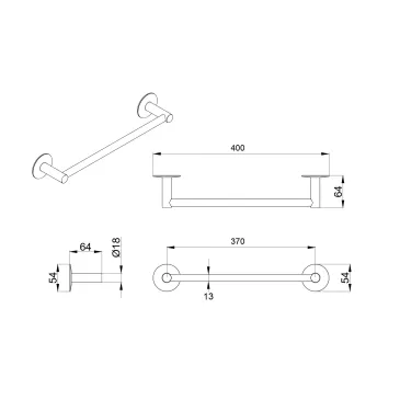 Wandmontierter Bidet-Handtuchhalter 40 cm verchromt Venezia