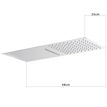 Soffione con cascata a lama in acciaio inox