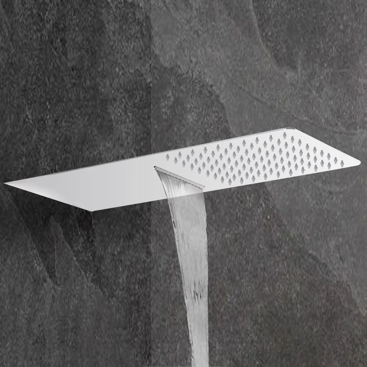 Soffione con cascata a lama in acciaio inox