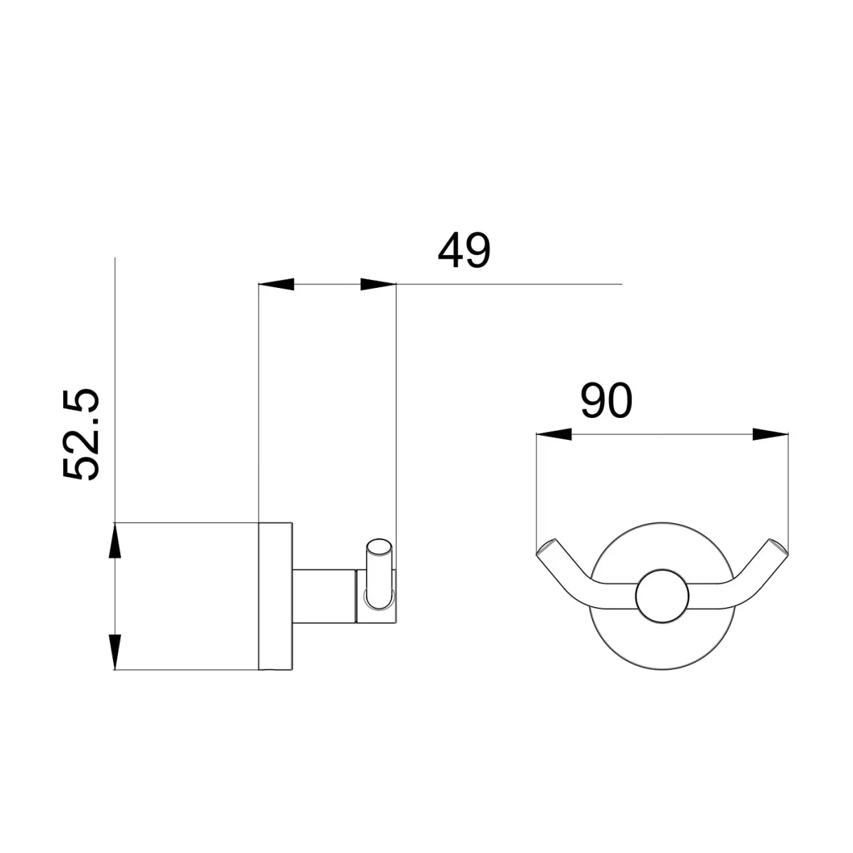 2 verchromte Badezimmer-Bademantel-Kleiderbügel „Venice“.