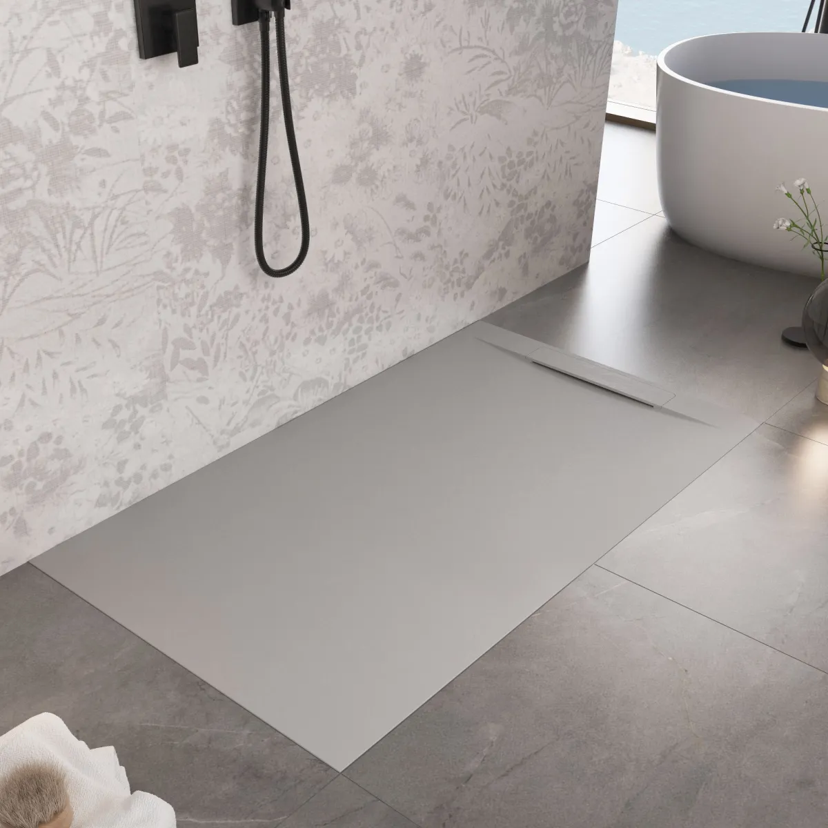 Piatto Doccia Grigio Chiaro Effetto Pietra Design | Vincent
