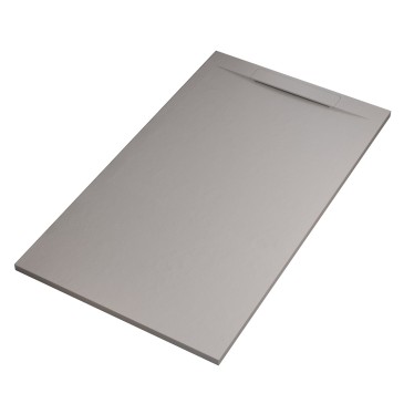 Receveur de douche en résine marbrée gris clair effet pierre-ciment VINCENT