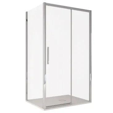 Cabine de douche double face Lagoa avec quelques profils anti-calcaire H195 6 mm