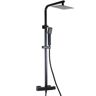 Colonne de douche thermostatique Este Black 20x20 | Mondialshop