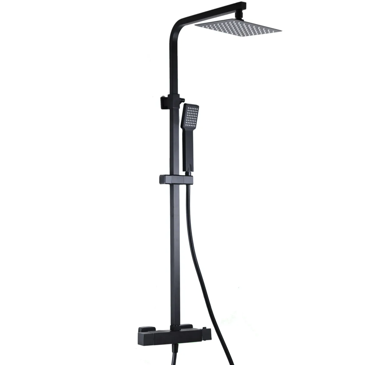 Colonne de douche noire avec mitigeur 2 voies pommeau de douche 20x20 en ABS Este Black