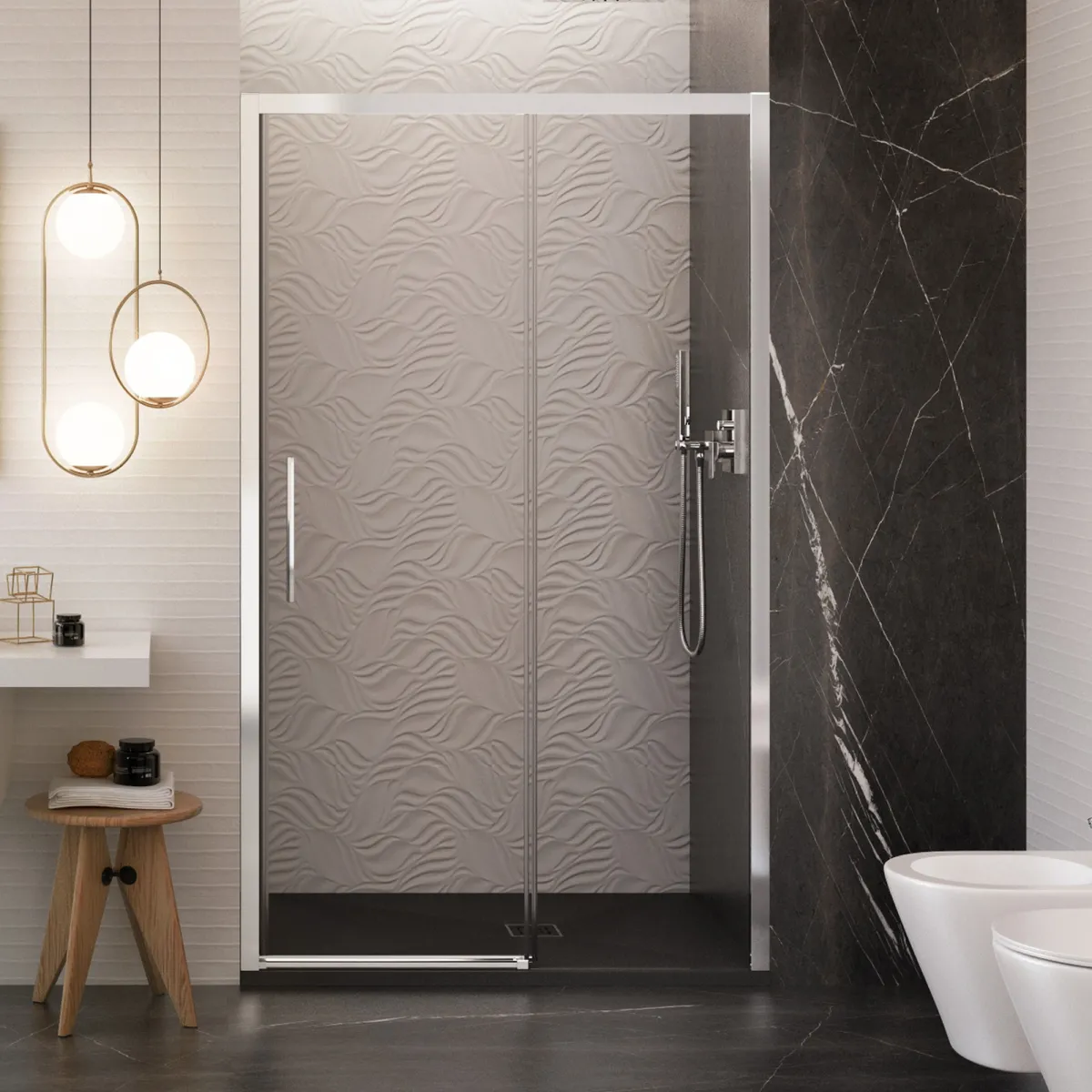 Schiebeduschtür Lagoa aus 6 mm starkem Glas ohne Profile