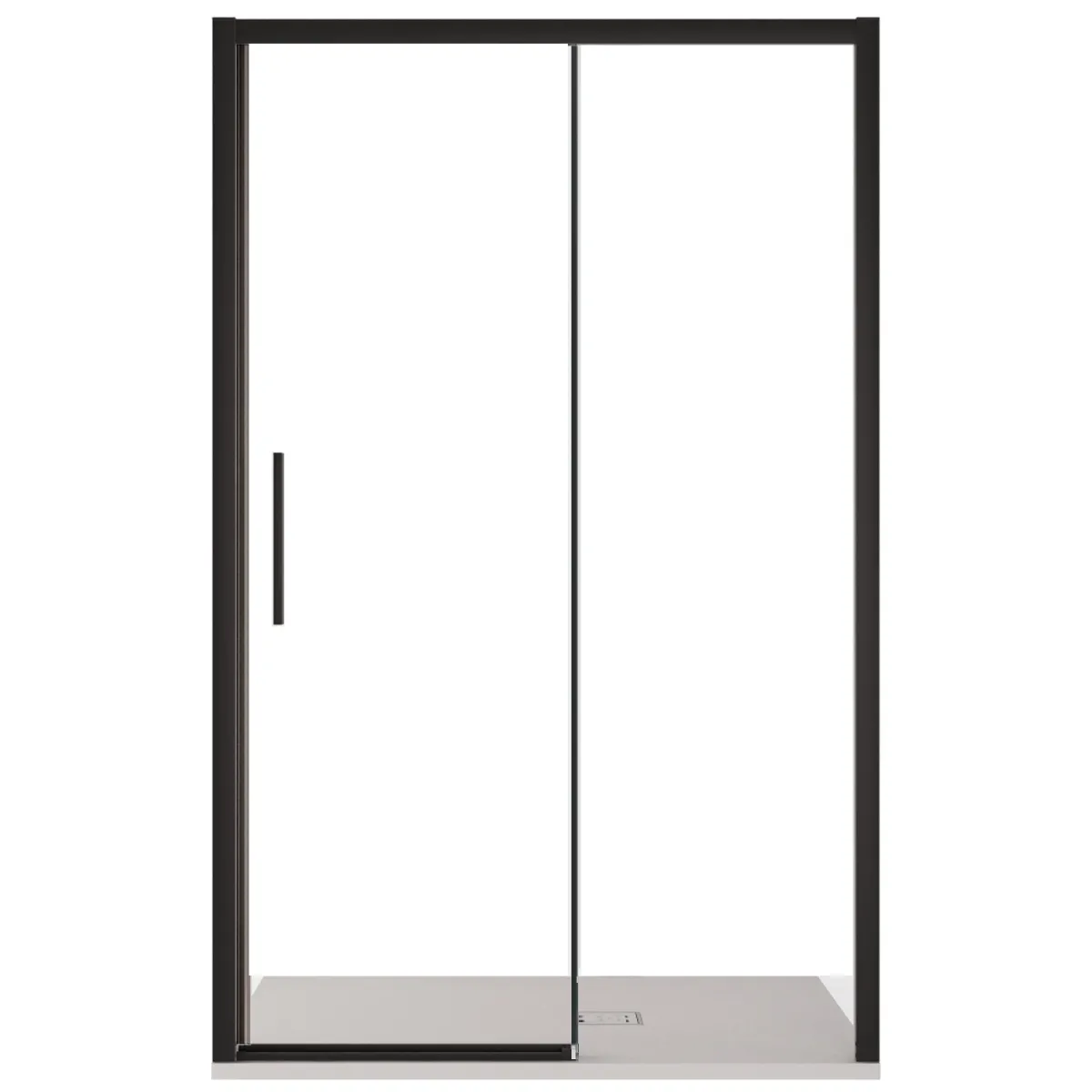 Porta doccia Lagoa nera con anta scorrevole aperta,...