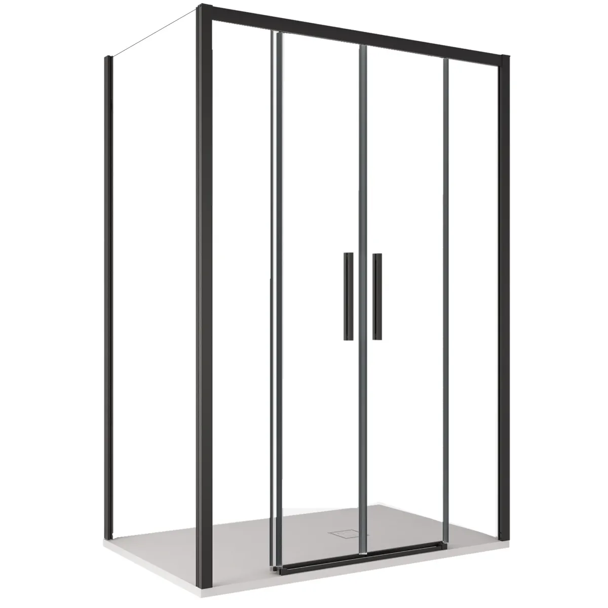 Cabine de douche double face avec profilés noirs LAGOA en...