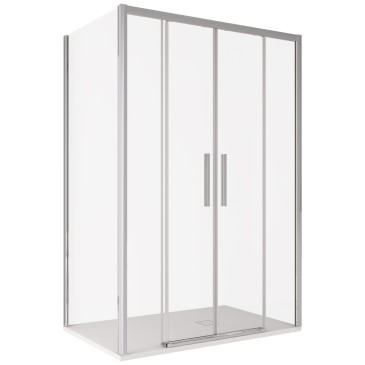 Box doccia 70x120 regolabile con profilo flat alluminio cromato cristallo  trasparente 6 mm due ante scorrevoli h 195 cm