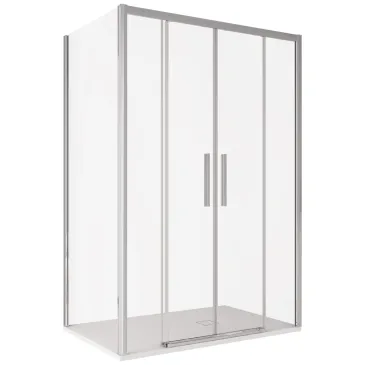 Cabine de douche Lagoa à deux portes et paroi fixe, porte coulissante de 6 mm, h195