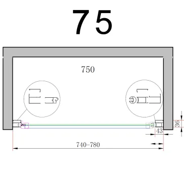 Duschtür für Nicla 8 mm H200 Schwingduschabtrennung
