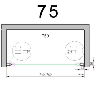 Porta doccia per box doccia battente Nicla 8mm h200