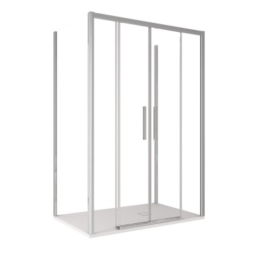 Dreiseitige Duschkabine LAGOA, 6 mm Glas, minimalistisches Design, Schiebetür